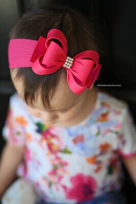 Hot Pink Bow Headband Pink Baby Headband Baby Big Bow Headband Newborn Headband Baby Headband Nylon Headband Pink Baby Headband 981