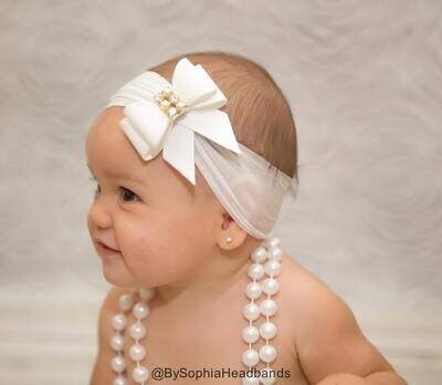 Light Pink Bow Headband Baby Bow Headband Nylon Headband Baby Bow Headband Baby Headband Newborn Headband Light Pink Headband 798