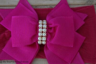 Baby Headband Headwrap Hot Pink Baby Headband Newborn Headband Photography Prop Nylon Headband Pink Bow Headband Big Bow Headband 906
