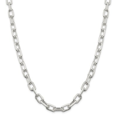24 Inch 9mm Fancy Diamond-cut Open Link Cable Chain Sterling Silver QAR250-24, MPN: QAR250-24, 8839…