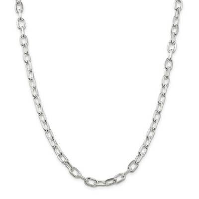 6.5mm Diamond-Cut Long Link Cable Chain 26 Inch Sterling Silver QAR180-26, MPN: QAR180-26,