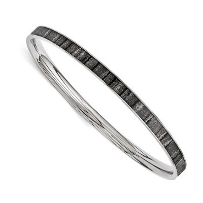 Black and White Enameled Bangle - Stainless Steel SRB1207 by Chisel, MPN: SRB1207,