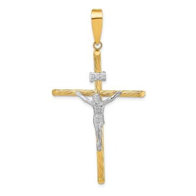 Polished &amp; Textured Inri Crucifix Cross Pendant 14k Gold with White Rhodium K9966, MPN: K9966, 8839…