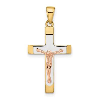 Yellow and Rose Gold with White Rhodium Beveled Large Crucifix Pendant 14k Gold K9962, MPN: K9962, …