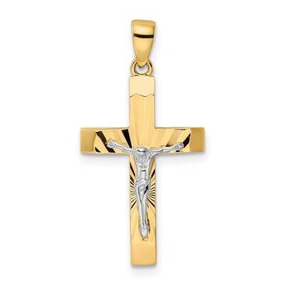 Textured Crucifix Pendant 14k Two-Tone Gold Polished K9961, MPN: K9961,