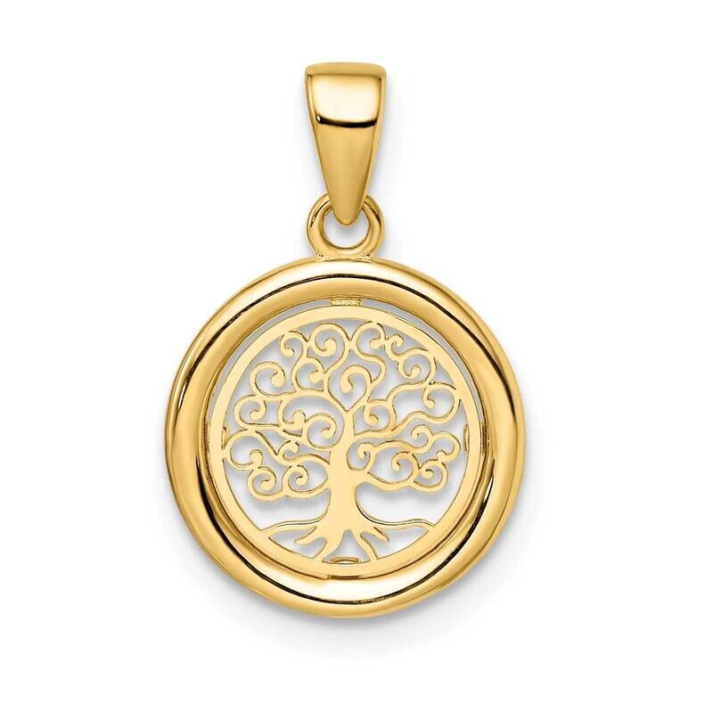 Tree Of Life Circle Pendant 14k Gold Polished K9946