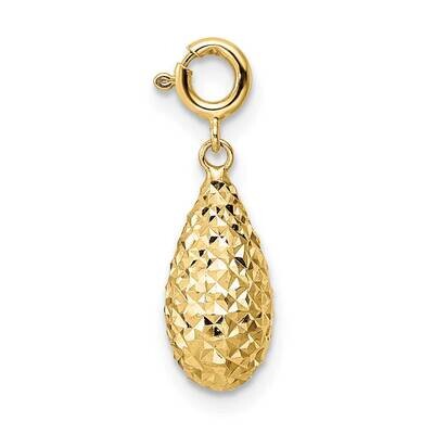 Diamond-Cut Teardrop with Spring Ring Clasp Charm 14k Gold K9944, MPN: K9944,