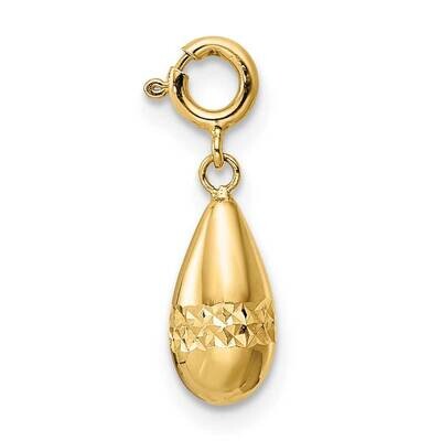 Diamond-Cut Teardrop with Spring Ring Clasp Charm 14k Gold Polished K9943, MPN: K9943,