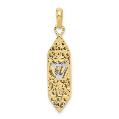 Rhoduim Mezuzah with Shin Charm 10k Gold 10CG39, MPN: 10CG39,