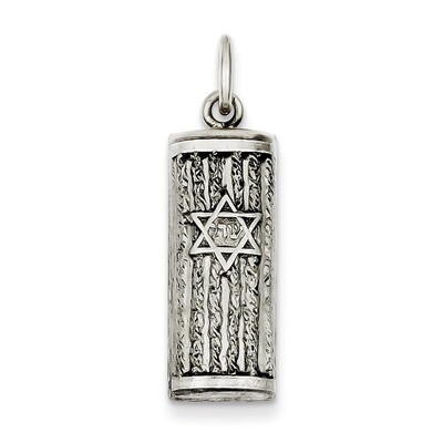 Mezuzah Pendant Antiqued Sterling Silver QC5922, MPN: QC5922, 191101184468