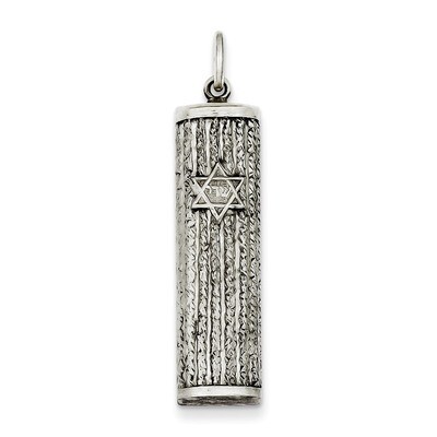 Mezuzah Pendant Antiqued Sterling Silver QC5923, MPN: QC5923, 191101184475