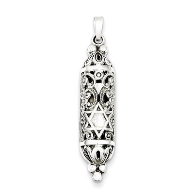Mezuzah Pendant Sterling Silver Fancy QC5931, MPN: QC5931, 191101184550