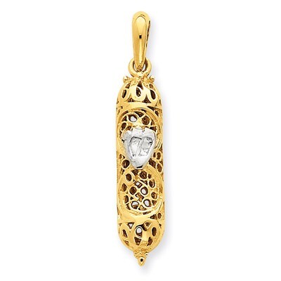Mezuzah with Shin Charm 14K Gold &amp; Rhodium CG40, MPN: CG40, 883957898506