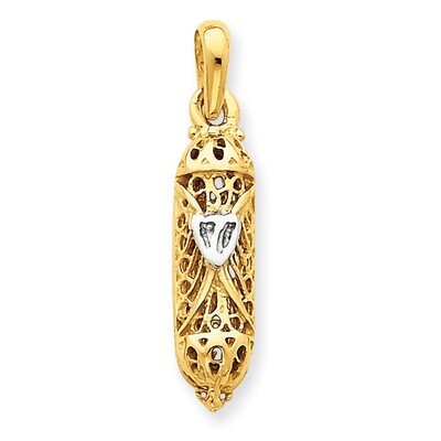 Mezuzah with Shin Charm 14K Gold &amp; Rhodium CG38, MPN: CG38, 883957265872