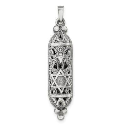 Solid Antiqued Mezuzah Pendant Sterling Silver QC11233, MPN: QC11233,