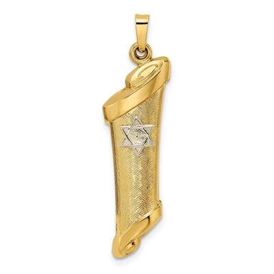 Hollow Mezuzah and Star Pendant 14k Two-Tone Gold XR2027, MPN: XR2027, 196904083833