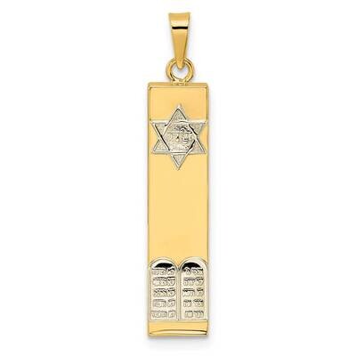 Hollow Mezuzah with Star of David and Torah Pendant 14k Two-Tone Gold Polished XR2031, MPN: XR2031,