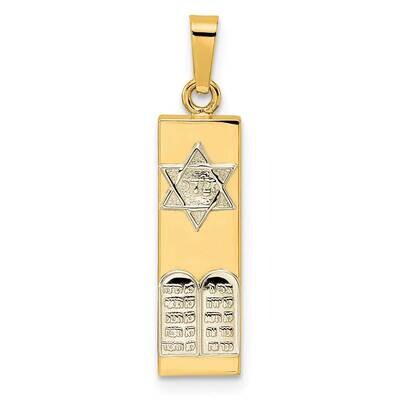 Hollow Mezuzah with Star of David and Torah Pendant 14k Two-Tone Gold Polished XR2029, MPN: XR2029,