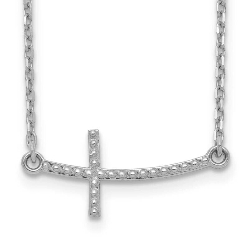 Sideways Curved Textured Cross Necklace 14k White Gold SF2094-19