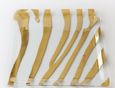 Annieglass Zebra Square Platter Gold ZB203G, MPN: ZB203G, UPC: