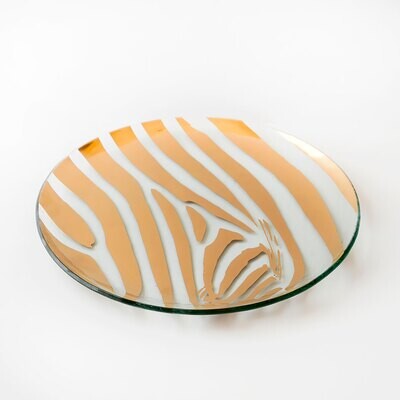 Annieglass Zebra Round Plate Gold ZB109G, MPN: ZB109G, UPC: