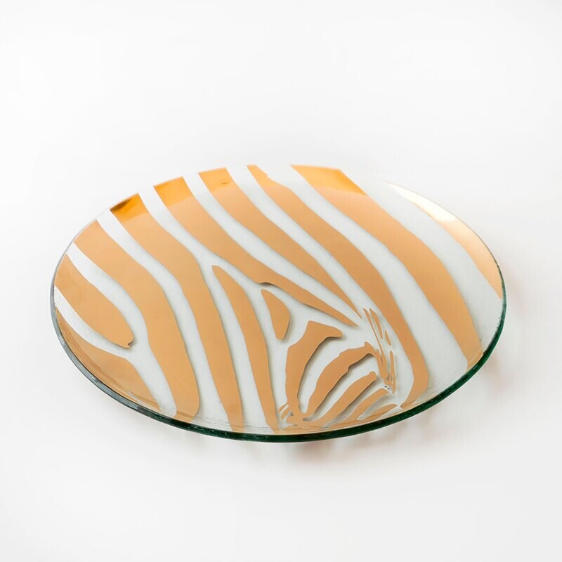 Annieglass Zebra Round Plate Gold ZB109G