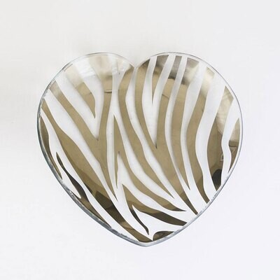 Annieglass Zebra Heart Plate Platinum CSH602PG, MPN: CSH602PG, UPC: