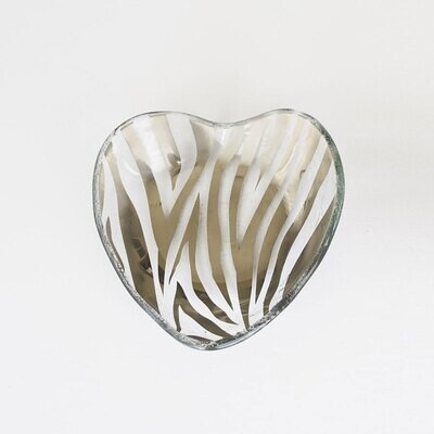 Annieglass Zebra Heart Bowl Platinum CSH603PG, MPN: CSH603PG, UPC: