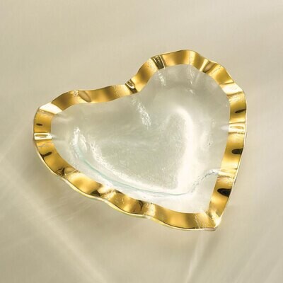 Annieglass Ruffle Heart Bowl Gold G201G, MPN: G201G, UPC: