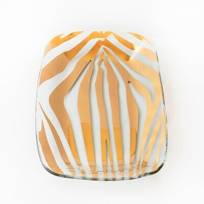 Annieglass Zebra Rectangular Tray Gold ZB168G, MPN: ZB168G, UPC: