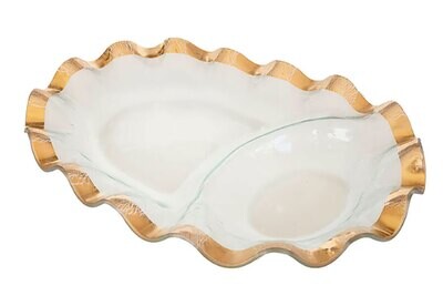 Annieglass Ruffle Oval Chip &amp; Dip Gold G244, MPN: G244, UPC: