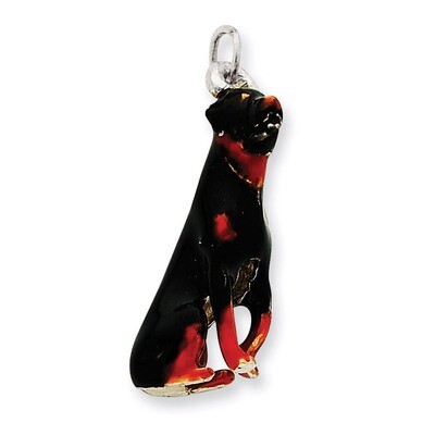 Silver Enamel Rottweiler Charm Sterling Silver QC6432, MPN: QC6432, 886774373539