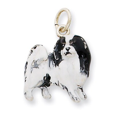 Silver Enamel Japanese Chin Charm Sterling Silver QC6446, MPN: QC6446, 886774373706