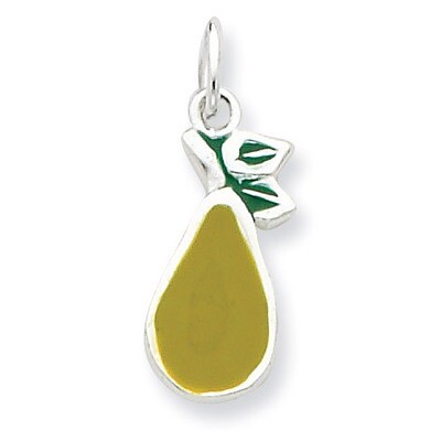 Enameled Pear Charm Sterling Silver QC7047
