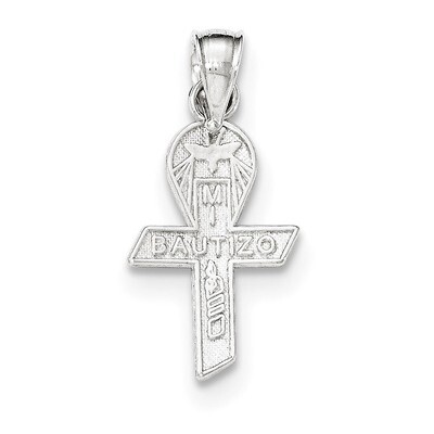 Polished Mi Primera Communion Mini Ribbon Pendant Sterling Silver QC8434