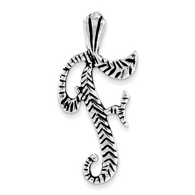 Antiqued &amp; Textured Letter F Chain Slide Sterling Silver QC8458F