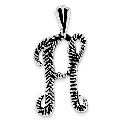 Antiqued &amp; Textured Letter H Chain Slide Sterling Silver QC8458H