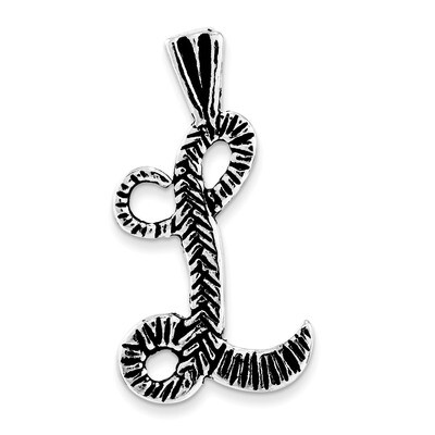 Antiqued &amp; Textured Letter L Chain Slide Sterling Silver QC8458L