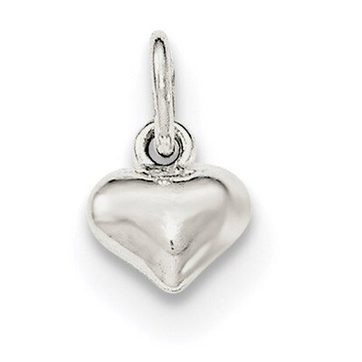 Puff Heart Charm Sterling Silver Polished QC8465, MPN: QC8465, 191101459481