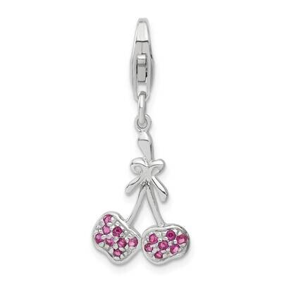 CZ Cherries Charm Sterling Silver QP921, MPN: QP921,