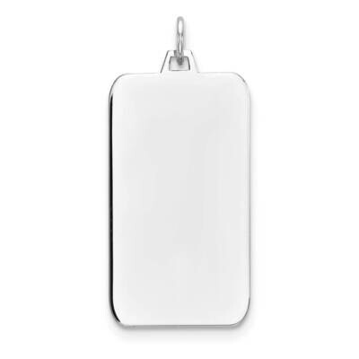 Engravable Rectangular Polish Front Satin Back Disc Charm Sterling Silver Rhodium-Plated QM509/50, …