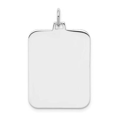 Engravable Rectangular Polish Front Satin Back Disc Charm Sterling Silver Rhodium-Plated QM506/50, …