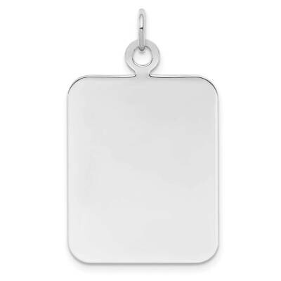 Sterl Silver Rh-Plt Engraveable Rectangle Polished Front Back Disc Charm Sterling Silver Rhodium-Pl…