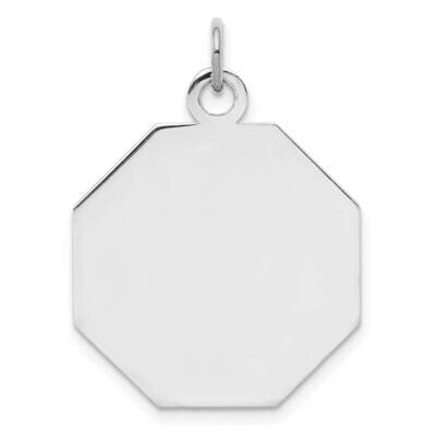 Engraveable Octagon Polished Front Back Disc Charm Sterling Silver QM426/35P, MPN: QM426/35P,