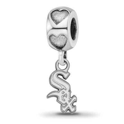 Chicago White Sox Logo Heart Bead Sterling Silver Rhodium-plated WHI020BD2-SS, MPN: WHI020BD2-SS, 6…