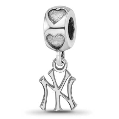 New York Yankees NY Heart Bead Sterling Silver Rhodium-plated YAN009BD2-SS, MPN: YAN009BD2-SS, 6344…