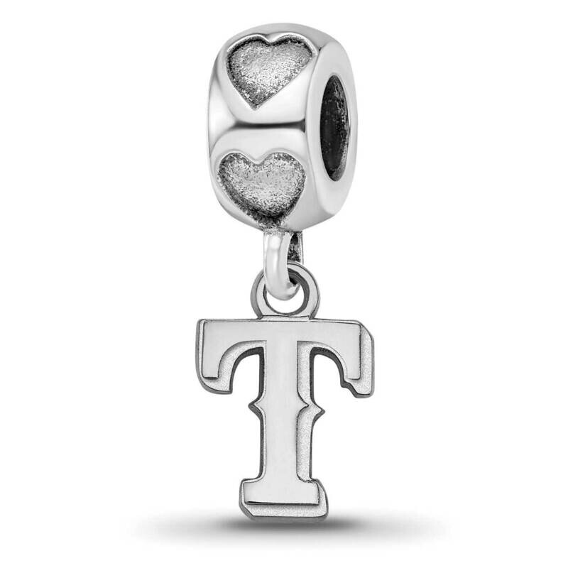 Texas Rangers T on Heart Bead Sterling Silver Rhodium-plated RAN016BD2-SS