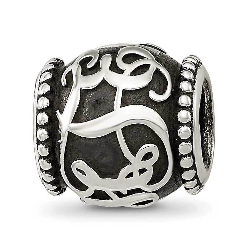 Oxidized Personalized Monogram Bead Sterling Silver QRSXNA1M