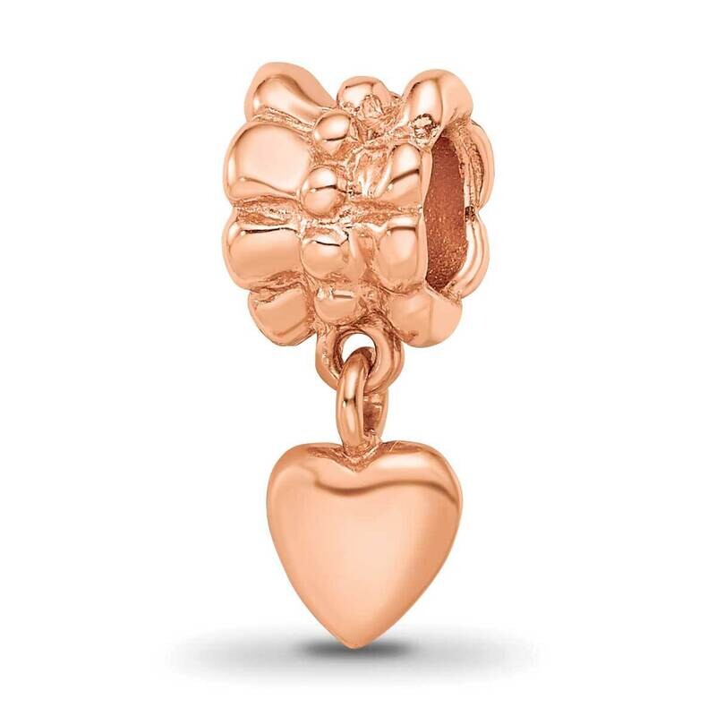 Rose Gold-plated Heart Dangle Bead Sterling Silver QRS476RP