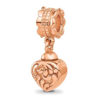 Rose Gold-plated Heart Ash Holder Dangle Bead Sterling Silver QRS532RP, MPN: QRS532RP,